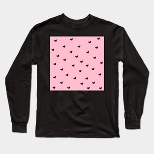 Cute Black Hearts on Pink Background Long Sleeve T-Shirt